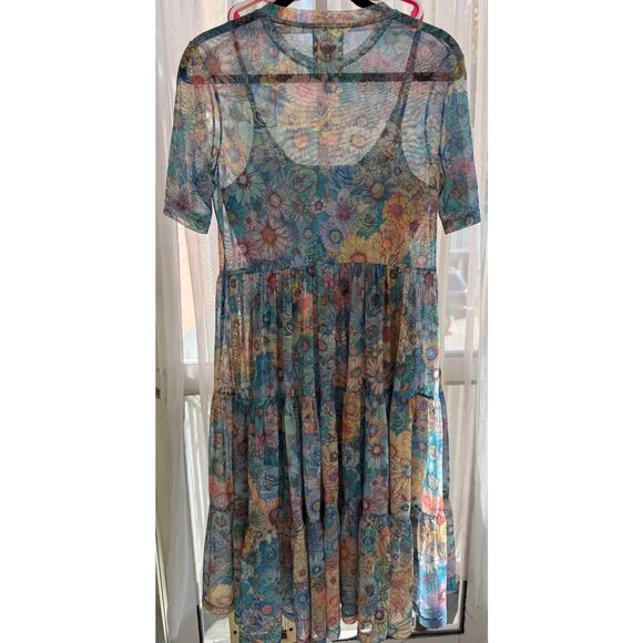 Johnny Was Mesh Floral Tiered Slip Dress Size S Small - Picture 3 of 10